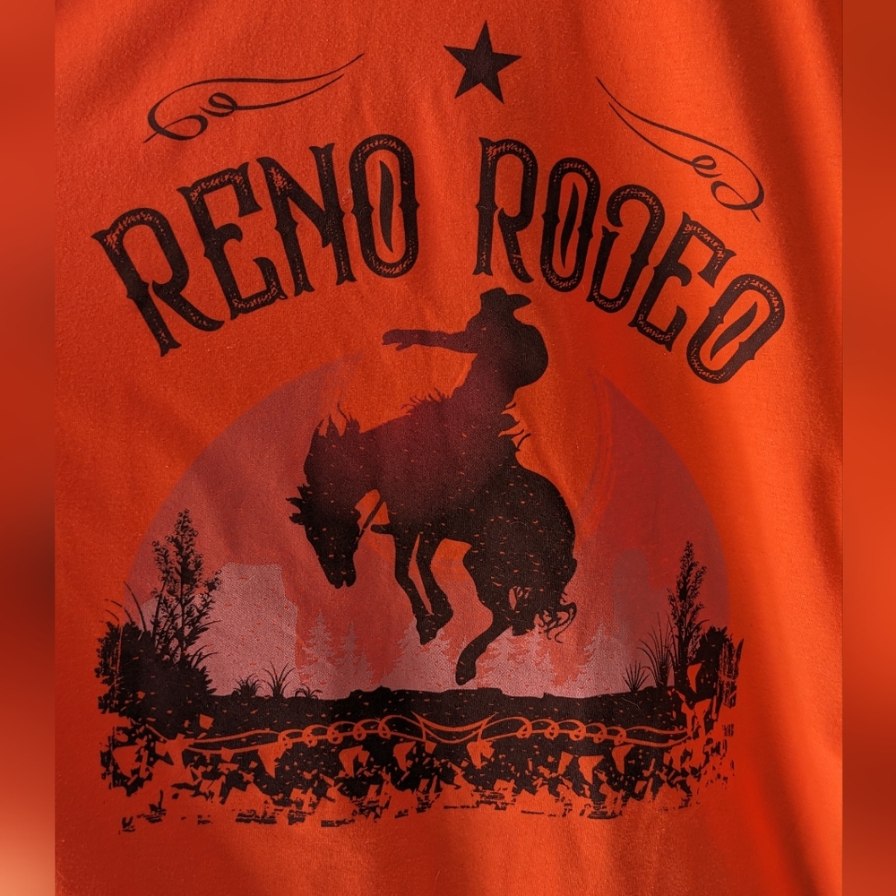 NWT Rodeo Reno Orange T-Shirt. Size Large